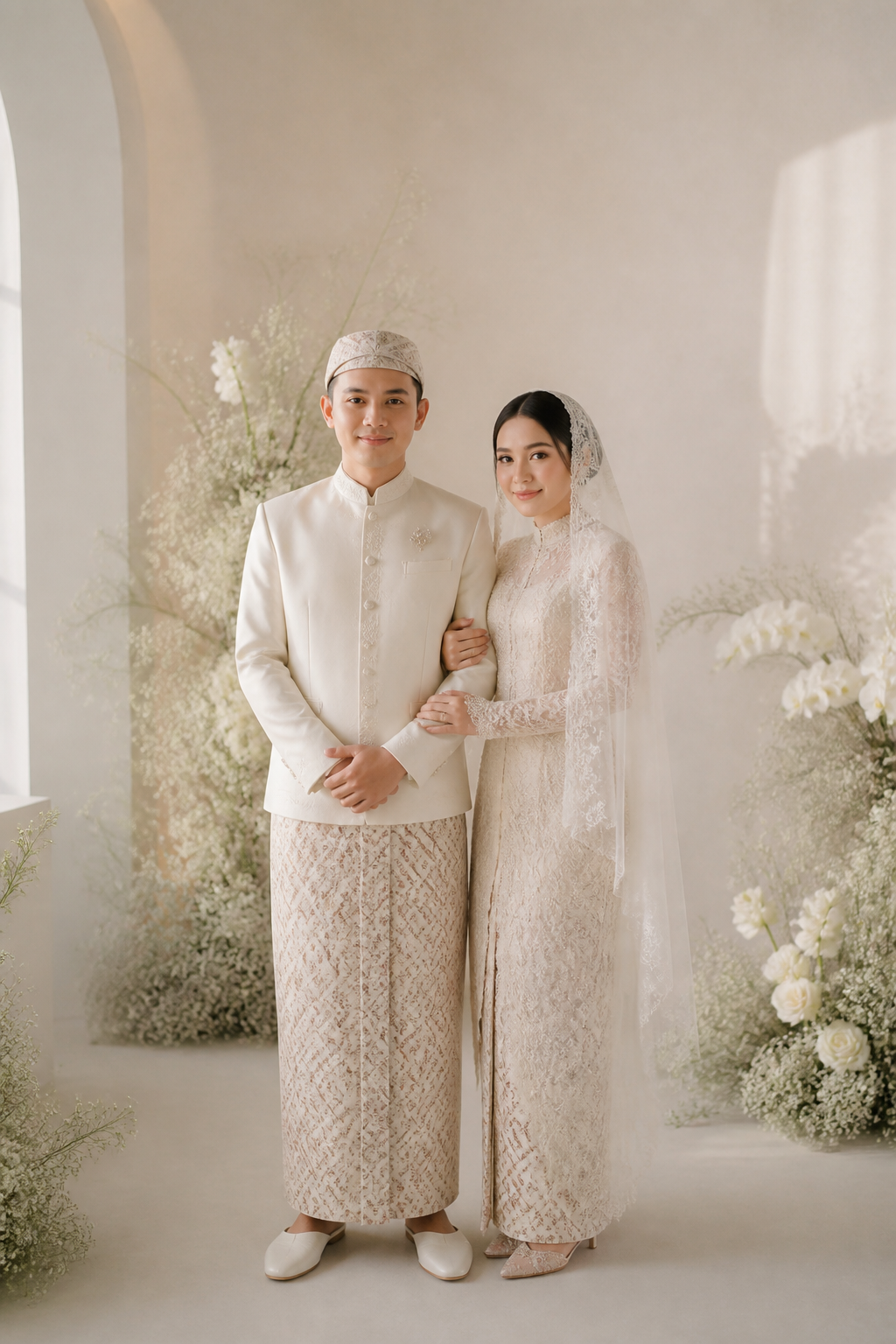 Alya dan Raka dalam busana pernikahan